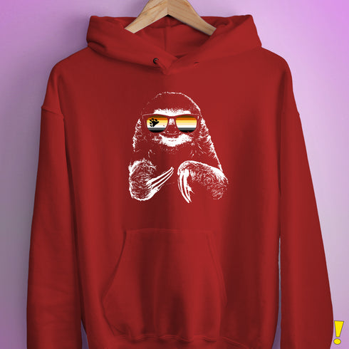 Pride Sloth Bear Pride Flag Sunglasses Hoodie - Red